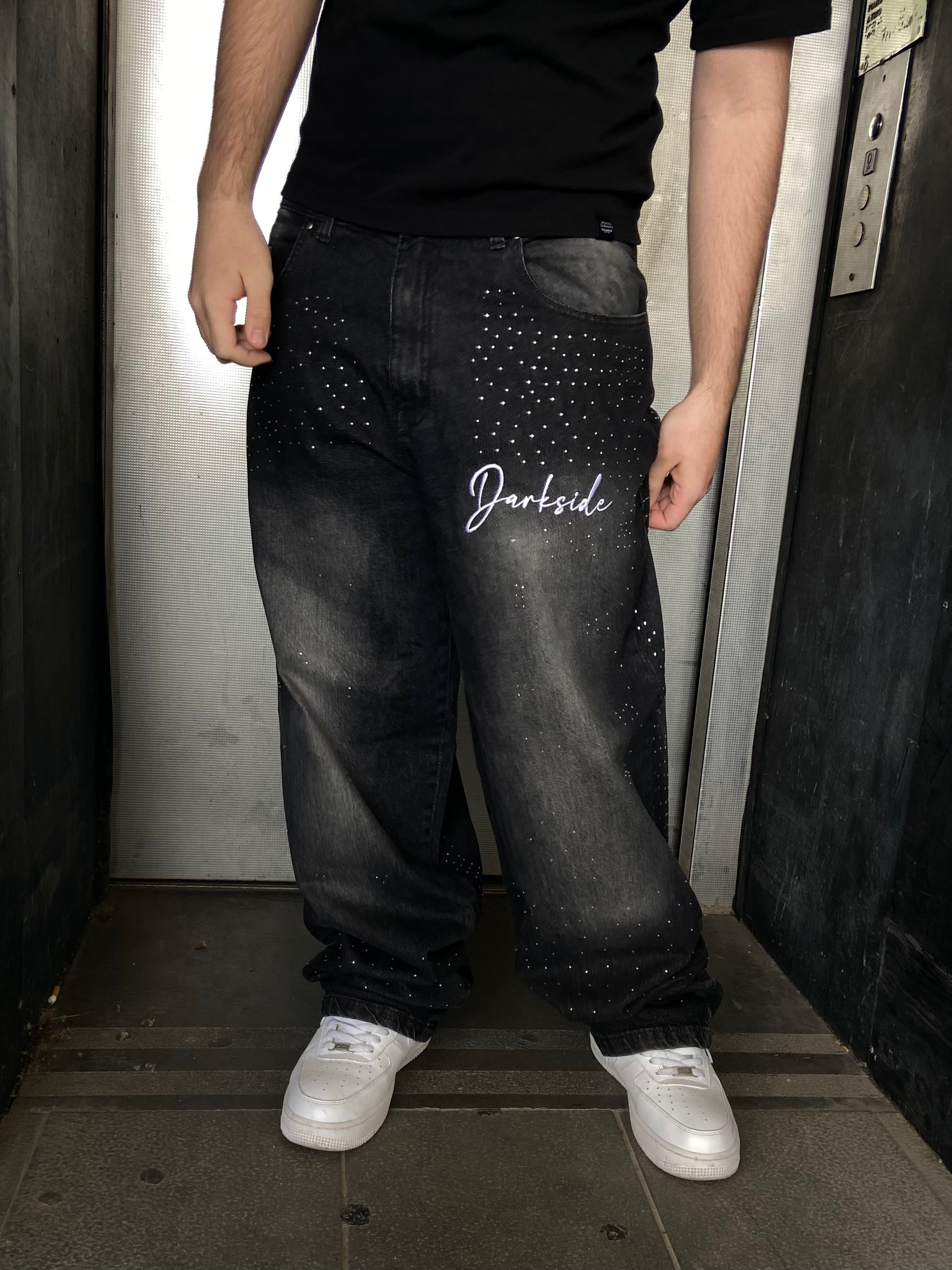 DENIM RHINESTONE BLACK